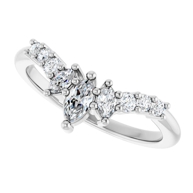 Platinum Marquise Lab-Grown Diamond Contour Band - 1/4-3/8 CTW - view 5