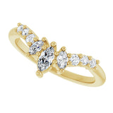 14K Gold Marquise Lab-Grown Diamond Contour Band - 1/4-3/8 CTW - Yellow Gold - view 5