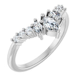 14K Gold Marquise Lab-Grown Diamond Contour Band - 1/4-3/8 CTW - White Gold