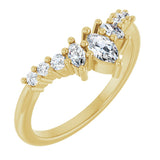 14K Gold Marquise Natural Diamond Contour Band - 1/4-3/8 CTW - Yellow Gold