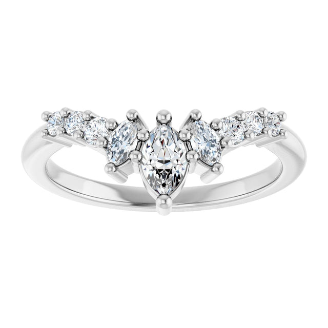 Platinum Marquise Lab-Grown Diamond Contour Band - 1/4-3/8 CTW - view 3