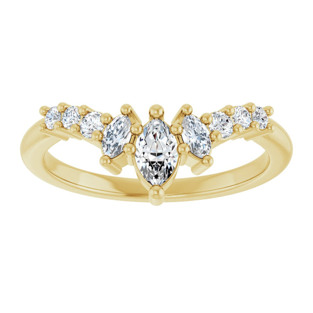14K Gold Marquise Lab-Grown Diamond Contour Band - 1/4-3/8 CTW - Yellow Gold - view 3