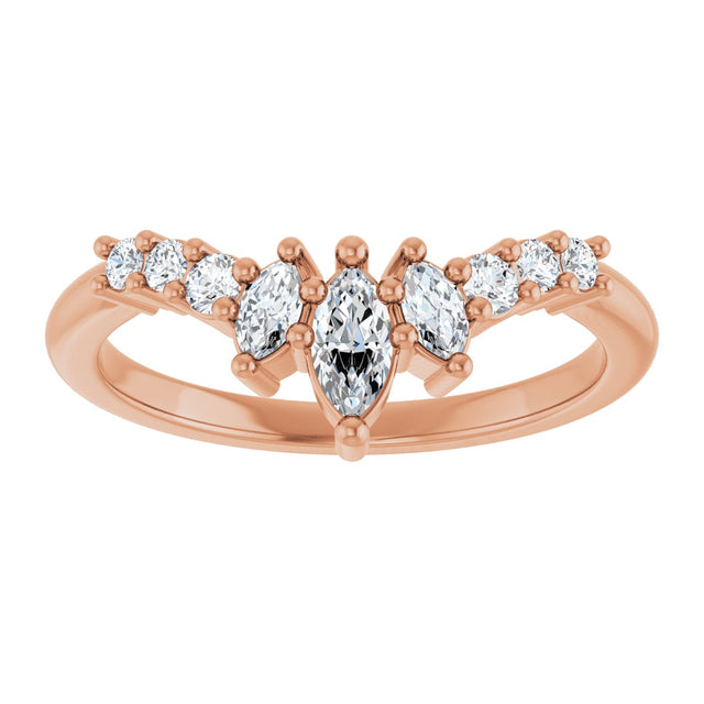 14K Gold Marquise Lab-Grown Diamond Contour Band - 1/4-3/8 CTW - Rose Gold - view 3
