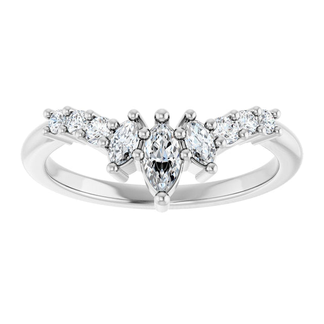 14K Gold Marquise Lab-Grown Diamond Contour Band - 1/4-3/8 CTW - White Gold - view 3