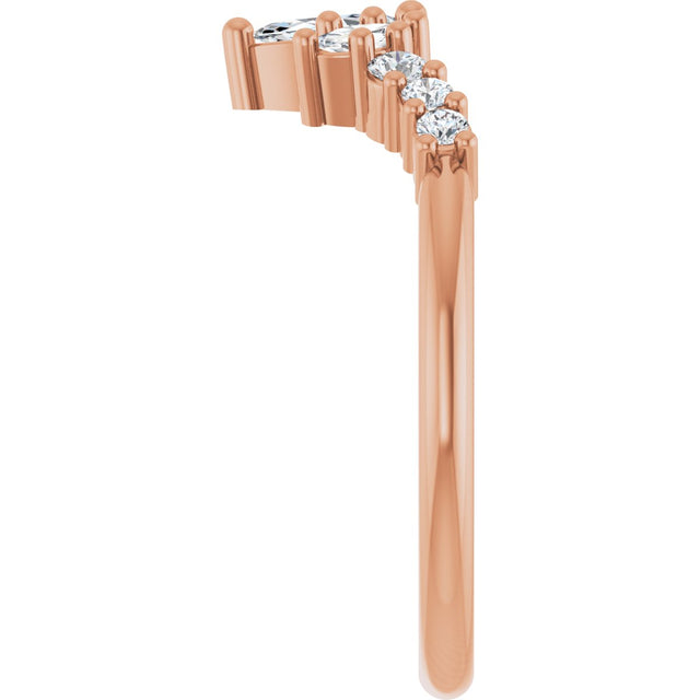 14K Gold Marquise Natural Diamond Contour Band - 1/4-3/8 CTW - Rose Gold - view 4