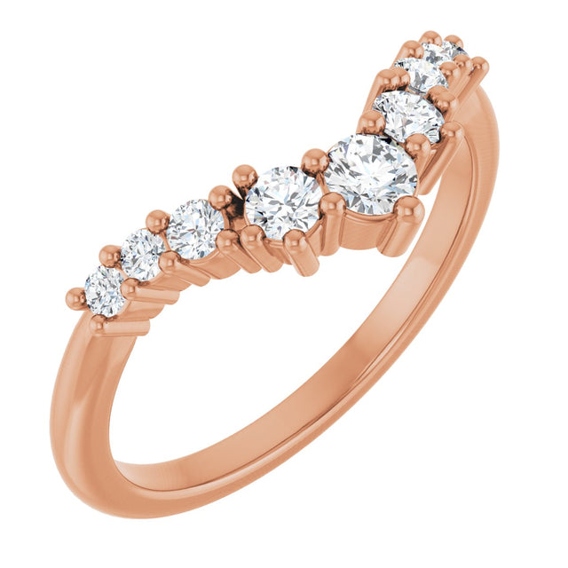 14K Gold Round Lab-Grown Diamond Contour Band - 1/4-3/8 CTW - Rose Gold