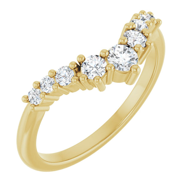 14K Gold Round Lab-Grown Diamond Contour Band - 1/4-3/8 CTW - Yellow Gold