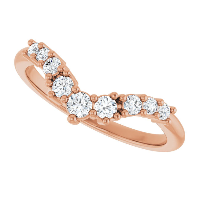 14K Gold Round Lab-Grown Diamond Contour Band - 1/4-3/8 CTW - Rose Gold - view 5