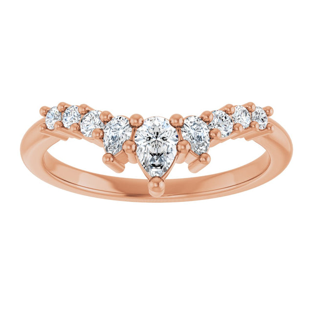 14K Gold Pear Natural Diamond Contour Band - 3/8-1/2 CTW - Rose Gold - view 3
