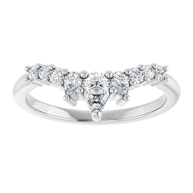 14K Gold Pear Lab-Grown Diamond Contour Band - 3/8-1/2 CTW - White Gold - view 3