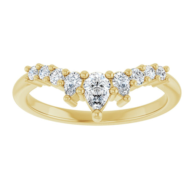14K Gold Pear Lab-Grown Diamond Contour Band - 3/8-1/2 CTW - Yellow Gold - view 3
