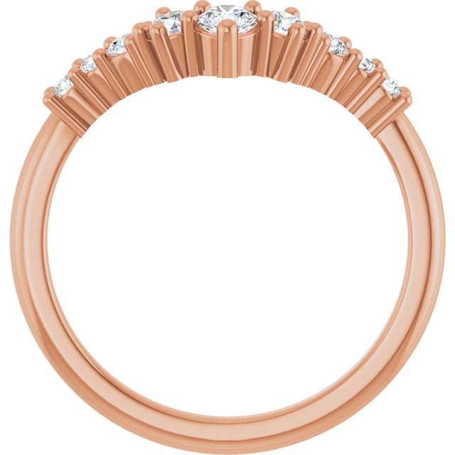 14K Gold Round Lab-Grown Diamond Contour Band - 1/4-3/8 CTW - Rose Gold - view 2