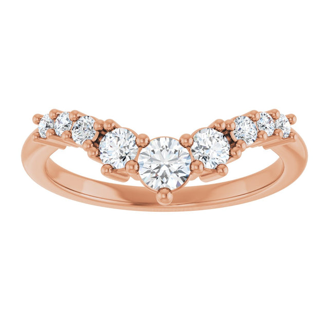 14K Gold Round Lab-Grown Diamond Contour Band - 1/4-3/8 CTW - Rose Gold - view 3