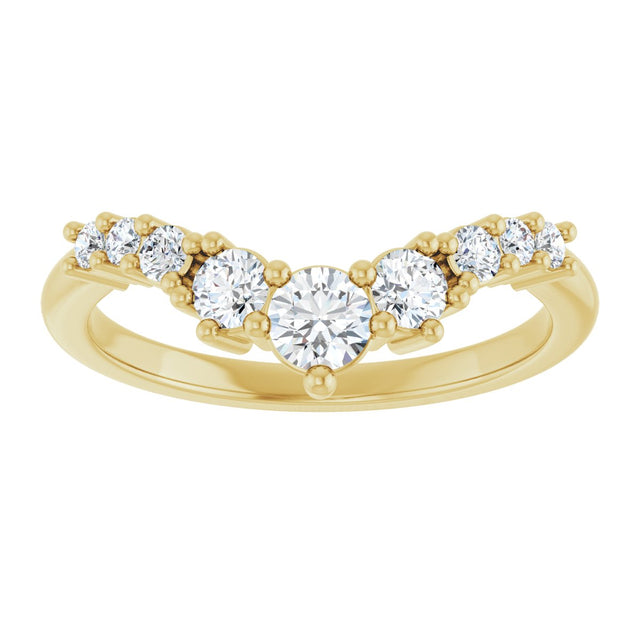 14K Gold Round Lab-Grown Diamond Contour Band - 1/4-3/8 CTW - Yellow Gold - view 3