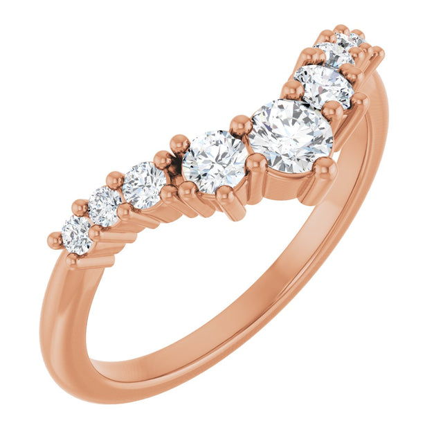 14K Gold Round Lab-Grown Diamond Contour Band - 1/4-3/8 CTW - Rose Gold