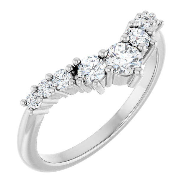 Platinum Round Natural Diamond Contour Band - 1/4-3/8 CTW