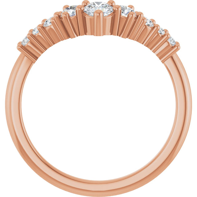 14K Gold Round Lab-Grown Diamond Contour Band - 1/4-3/8 CTW - Rose Gold - view 2
