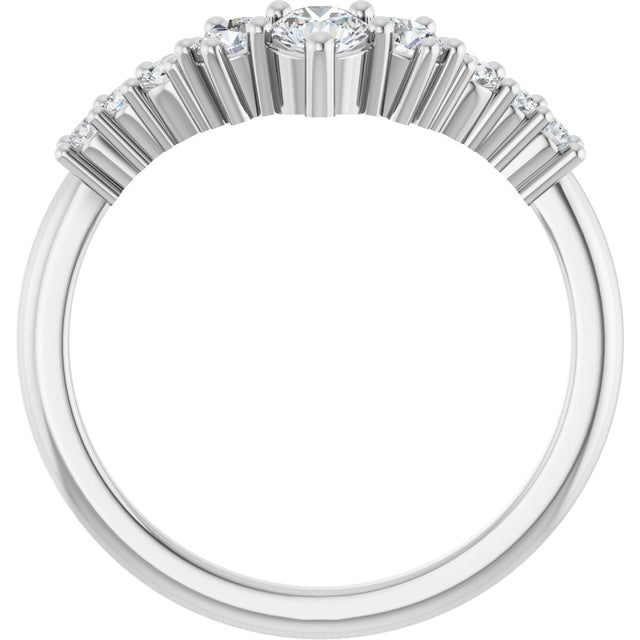 Platinum Round Lab-Grown Diamond Contour Band - 1/4-3/8 CTW - view 2