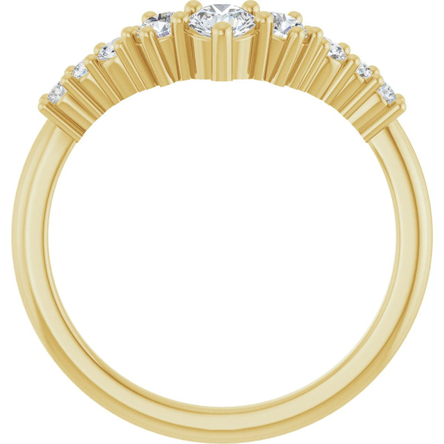 14K Gold Round Lab-Grown Diamond Contour Band - 1/4-3/8 CTW - Yellow Gold - view 2