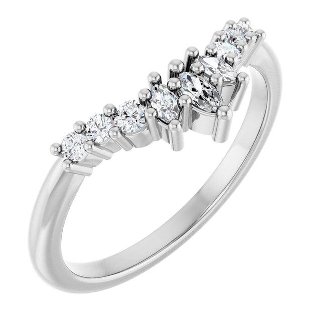 14K Gold Marquise Lab-Grown Diamond Contour Band - 1/4-3/8 CTW - White Gold