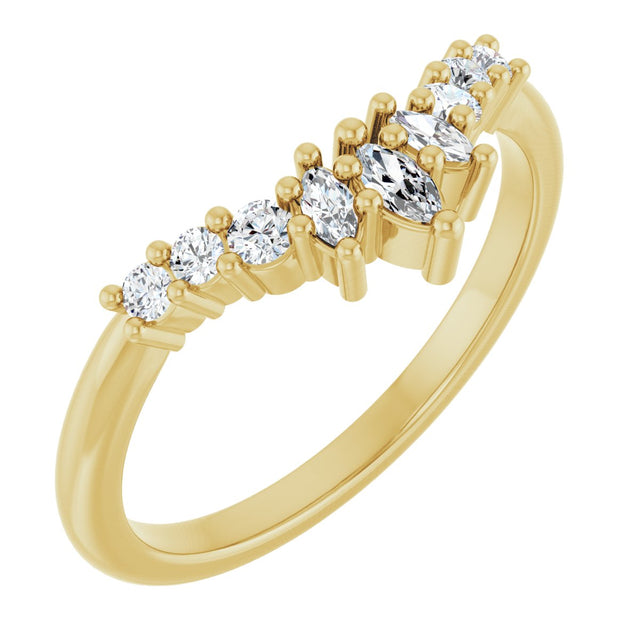 14K Gold Marquise Lab-Grown Diamond Contour Band - 1/4-3/8 CTW - Yellow Gold
