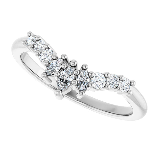 Platinum Marquise Natural Diamond Contour Band - 1/4-3/8 CTW - view 5
