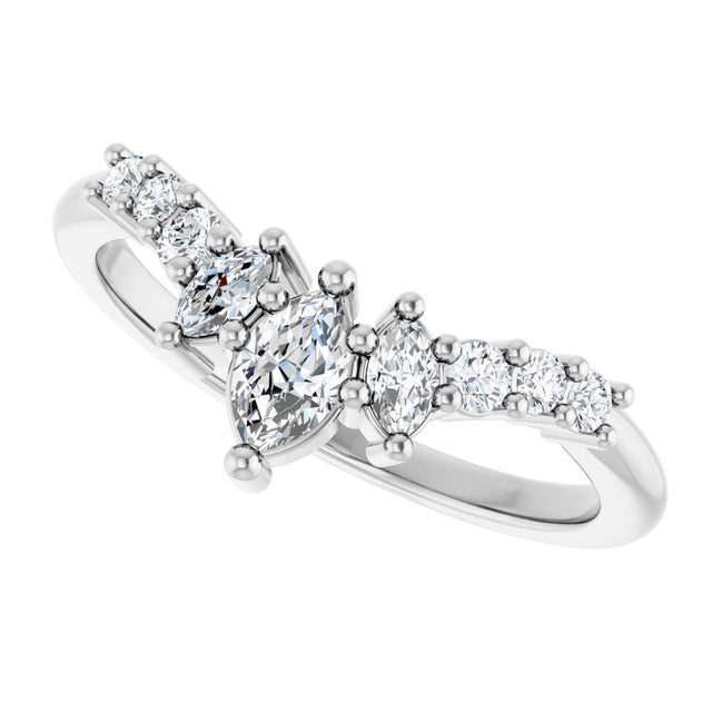 Platinum Marquise Lab-Grown Diamond Contour Band - 1/4-3/8 CTW - view 5