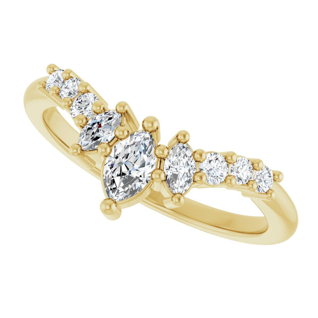 14K Gold Marquise Lab-Grown Diamond Contour Band - 1/4-3/8 CTW - Yellow Gold - view 5