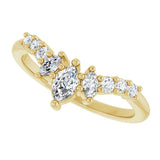 14K Gold Marquise Natural Diamond Contour Band - 1/4-3/8 CTW - Yellow Gold - view 5