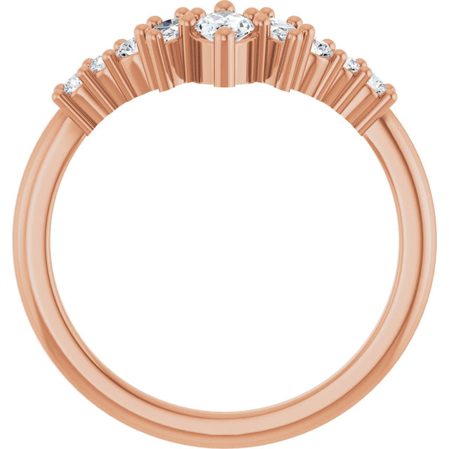 14K Gold Marquise Lab-Grown Diamond Contour Band - 1/4-3/8 CTW - Rose Gold - view 2