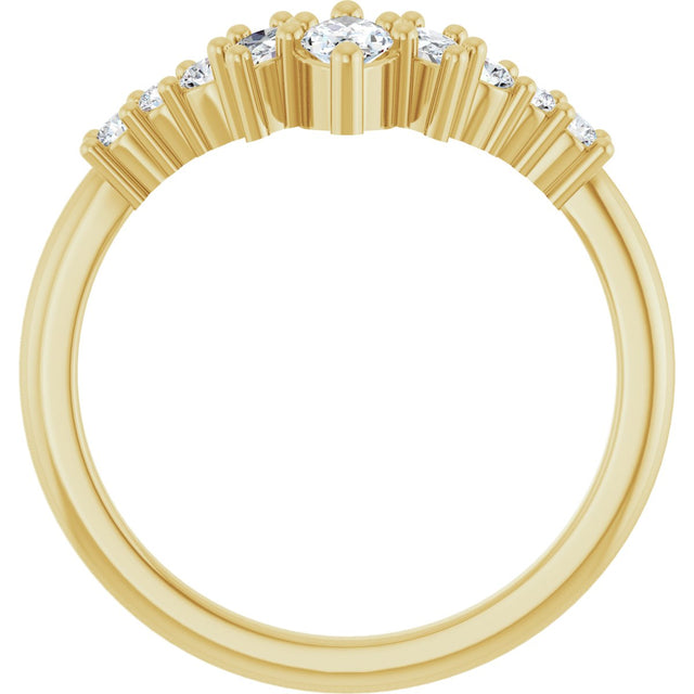 14K Gold Marquise Natural Diamond Contour Band - 1/4-3/8 CTW - Yellow Gold - view 2