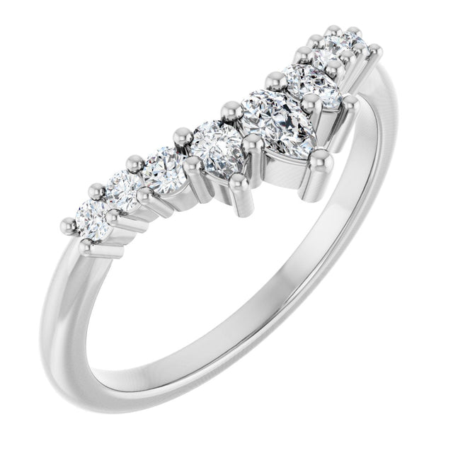 14K Gold Pear Natural Diamond Contour Band - 3/8-1/2 CTW - White Gold