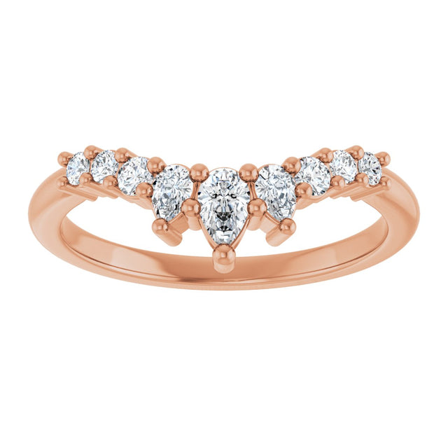 14K Gold Pear Natural Diamond Contour Band - 3/8-1/2 CTW - Rose Gold - view 3
