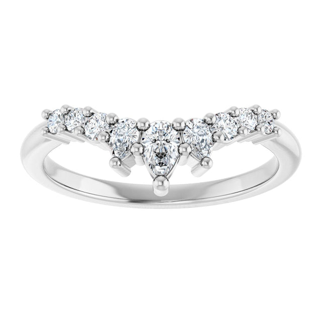 14K Gold Pear Natural Diamond Contour Band - 3/8-1/2 CTW - White Gold - view 3