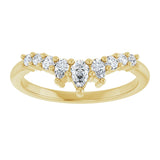 14K Gold Pear Natural Diamond Contour Band - 3/8-1/2 CTW - Yellow Gold - view 3