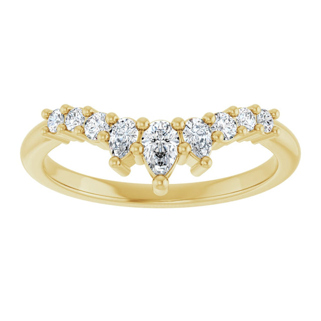 14K Gold Pear Natural Diamond Contour Band - 3/8-1/2 CTW - Yellow Gold - view 3