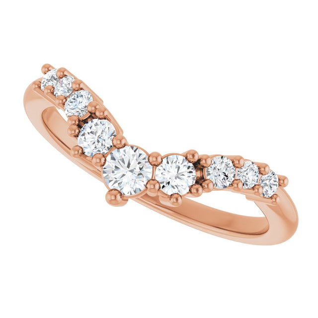 14K Gold Round Lab-Grown Diamond Contour Band - 1/4-3/8 CTW - Rose Gold - view 5
