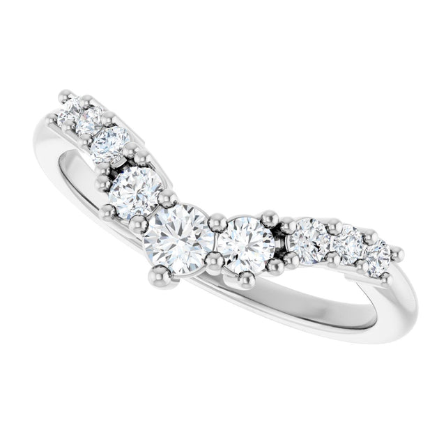 14K Gold Round Lab-Grown Diamond Contour Band - 1/4-3/8 CTW - White Gold - view 5
