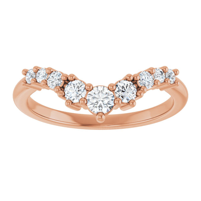 14K Gold Round Lab-Grown Diamond Contour Band - 1/4-3/8 CTW - Rose Gold - view 3