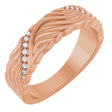 14K Gold Round Lab-Grown Diamond Accented Sculptural Band - 08 CTW - Rose Gold