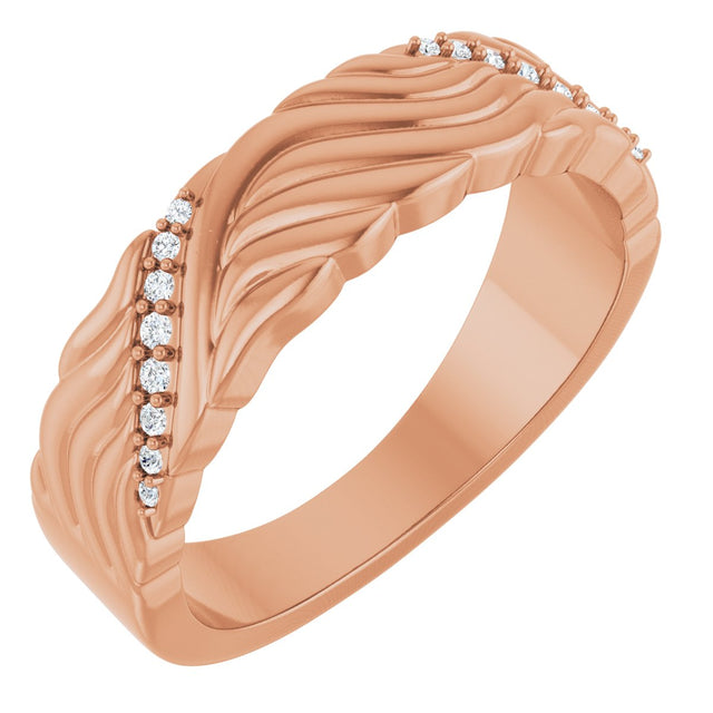 14K Gold Round Lab-Grown Diamond Accented Sculptural Band - 08 CTW - Rose Gold