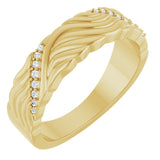 14K Gold Round Lab-Grown Diamond Accented Sculptural Band - 08 CTW - Yellow Gold
