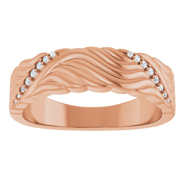 14K Gold Round Lab-Grown Diamond Accented Sculptural Band - 08 CTW - Rose Gold - view 3