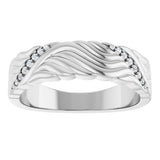 14K Gold Round Lab-Grown Diamond Accented Sculptural Band - 08 CTW - White Gold - view 3