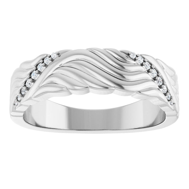 14K Gold Round Lab-Grown Diamond Accented Sculptural Band - 08 CTW - White Gold - view 3