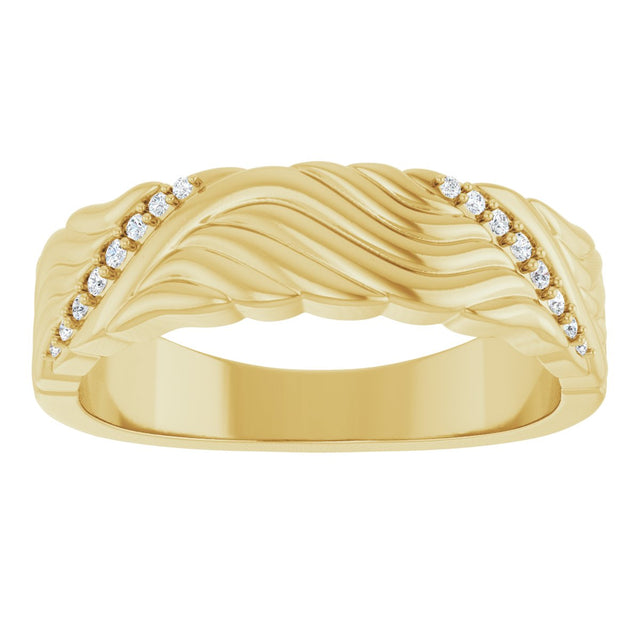 14K Gold Round Lab-Grown Diamond Accented Sculptural Band - 08 CTW - Yellow Gold - view 3