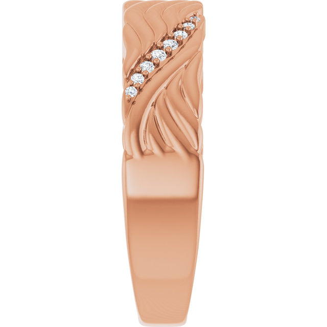 14K Gold Round Lab-Grown Diamond Accented Sculptural Band - 08 CTW - Rose Gold - view 4