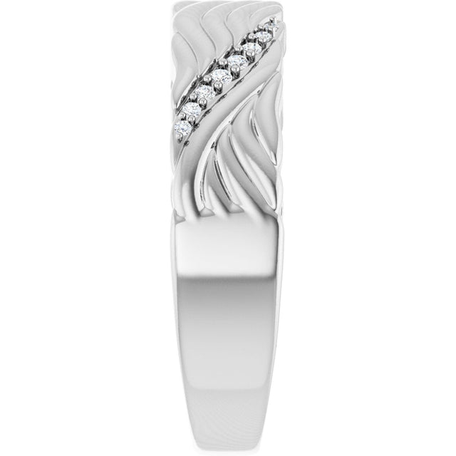 14K Gold Round Lab-Grown Diamond Accented Sculptural Band - 08 CTW - White Gold - view 4