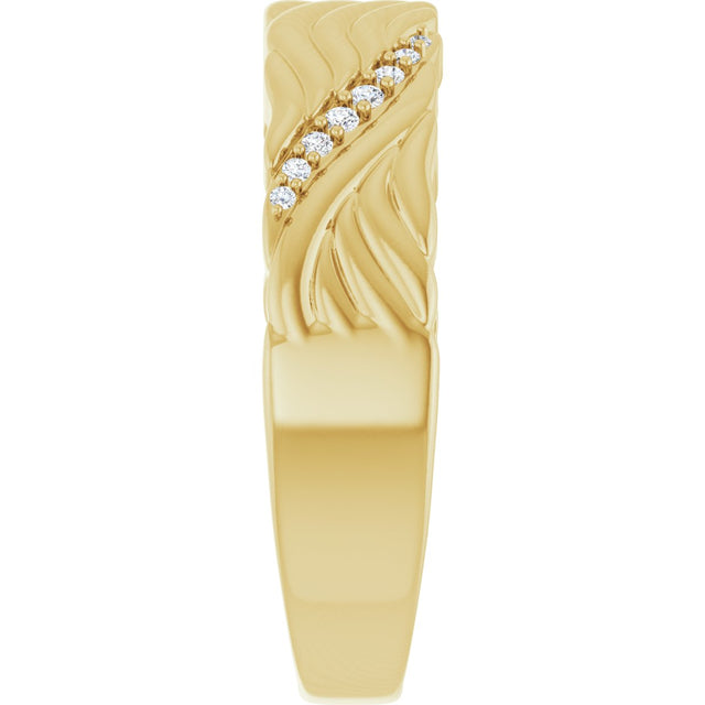 14K Gold Round Lab-Grown Diamond Accented Sculptural Band - 08 CTW - Yellow Gold - view 4