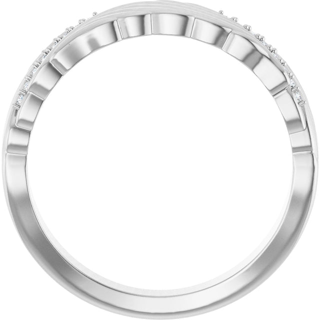 14K Gold Round Lab-Grown Diamond Accented Sculptural Band - 08 CTW - White Gold - view 2